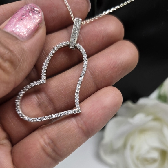 ♥️ SHINY HEART STERLING SILVER NECKLACE - Picture 4 of 4